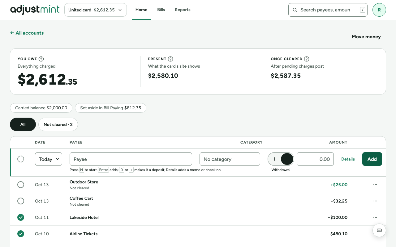 Credit cards as built, version 1.1.0: the card’s own page. wide, 1280px, light