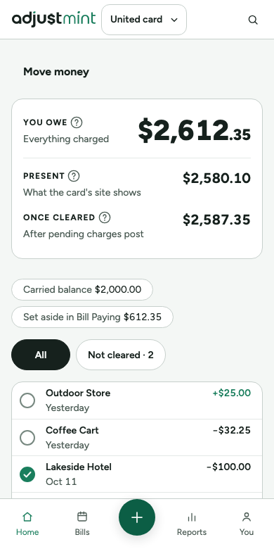 Credit cards as built, version 1.1.0: the card’s own page. phone, 390px, light