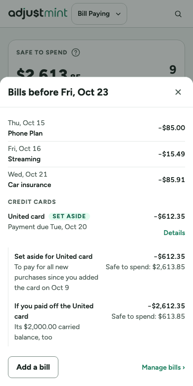 Credit cards as built, version 1.1.0: phone, 390px, light